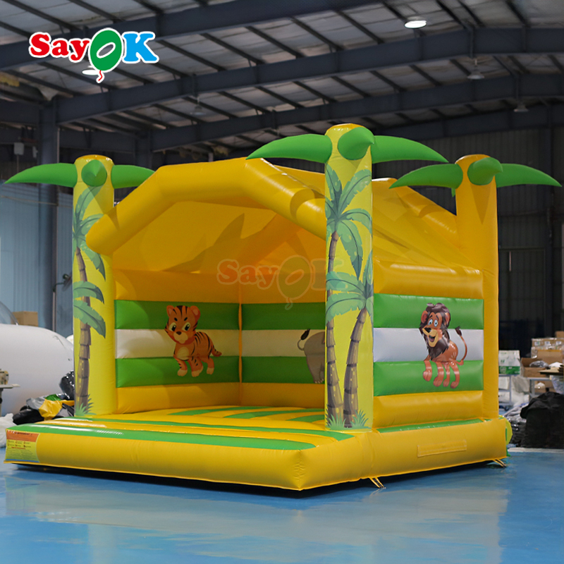 Sayok 4m Kinderen opblaasbaar Bounce House Dierenprinten Opblaasbaar Kind Bouncer Klein Opblaasbaar Bouncy Castle