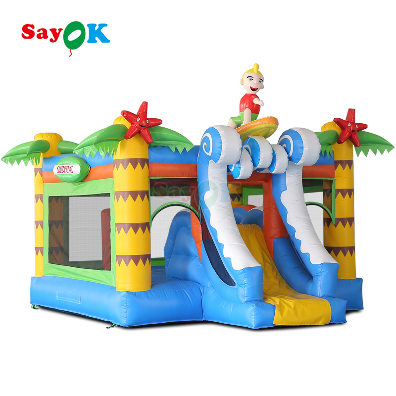 Sayok Surf Thema Opblaasbare Springkasteel Commerciële Springkasteel Combo voor Kinderen