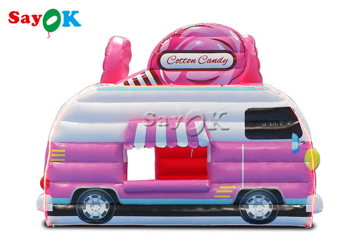 Opblaasbare gazontent 4.5x3x3.8m Roze autovorm opblaasbare luchttent snoep voedsel floss stand voor buiten