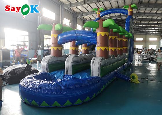 Reuzen springglijbaan OEM Grappig Blow Up Palm Tree Water Glijbaan Opblaasbare Springers Opblaasbare Glijbaan Huis Met Glijbaan