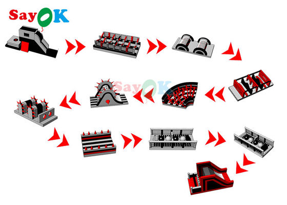 150x3.8m de Cursus van de Geteerd zeildoek Opblaasbaar Hindernis het Rennen Spel voor Gebeurtenissen