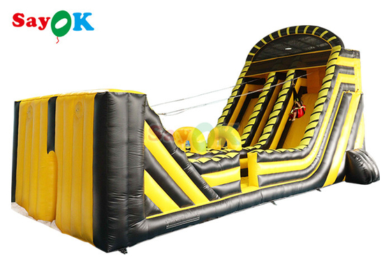 Opblaasbare droge glijbaan Commerciële golf touwbaan Spelen Opblaasbare zip line glijbaan Combos Logo printing