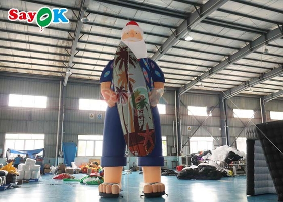 Hawaiian kerst decoratie model opblaasbare kerstman op het strand grootte 7,6m