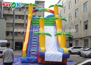 Commerciële opblaasbare glijbaan 8*4*7m PVC Kokosboom Opblaasbare glijbaan met twee luchtblazers voor kinderen