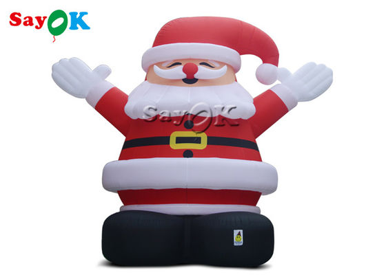 8m Openluchtkerstmis Opblaasbare Santa Claus Wearing Red Hat