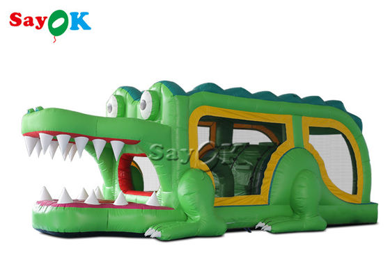 Opblaasbare droogglijdende springglijder Buiten Indoor Groene alligator Opblaasbare glijder 8x2.8x3mH