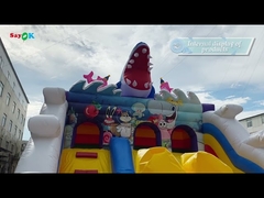 Commercial Children's Inflatable Bouncer Slide Panda Bamboo Forest Theme