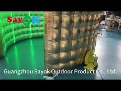 Gepersonaliseerde opblaasbare 360 foto stand vorm behuizing goud opblaasbare achtergrond stand