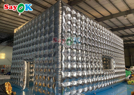 Persoonlijke zilveren opblaasbare kubus tent voor feest bruiloft show tentoonstelling evenement opblaasbare lucht tent