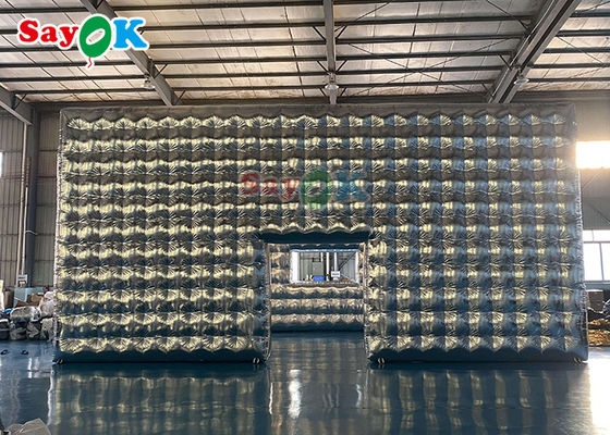 Persoonlijke zilveren opblaasbare kubus tent voor feest bruiloft show tentoonstelling evenement opblaasbare lucht tent