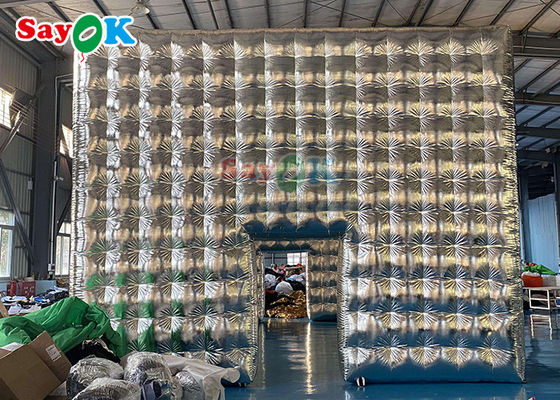 Persoonlijke zilveren opblaasbare kubus tent voor feest bruiloft show tentoonstelling evenement opblaasbare lucht tent