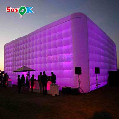 Sayok Witte Waterdichte Oxford Stof Grote Kubus Opblaasbare LED Tent voor Buitenfeest Evenement 100 Personen