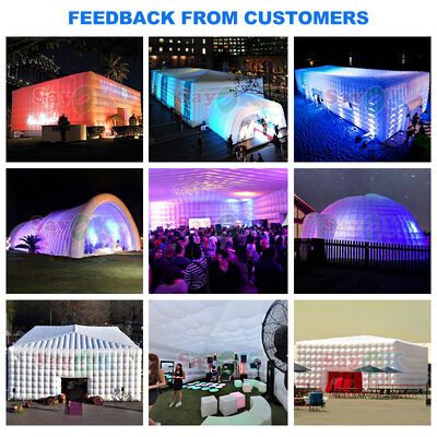 Sayok Witte Waterdichte Oxford Stof Grote Kubus Opblaasbare LED Tent voor Buitenfeest Evenement 100 Personen