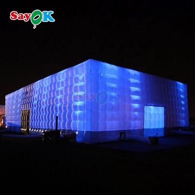 Sayok 20x10m Draagbare Waterdichte Oxford Stof LED Verlichte Opblaasbare Kubustent voor Feest Evenement Club Verhuur