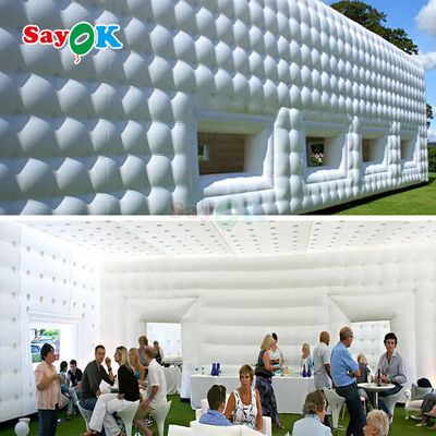 Sayok 10x20 Meter Wit PVC Tarpaulin Marquee Paviljoen Opblaasbare kubus tent voor evenement 200 personen