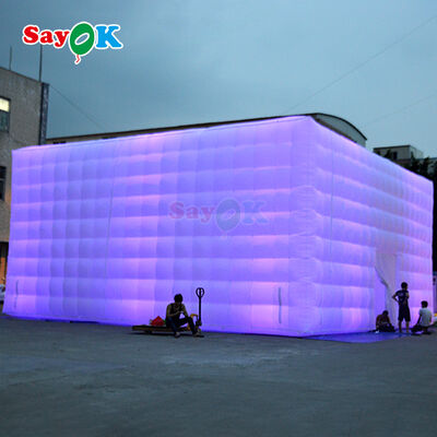 Sayok Free 3D Design Oxford Stof 10x10m Grote Kubus Outdoor Event Party Opblaasbare tent met LED-licht en blazer