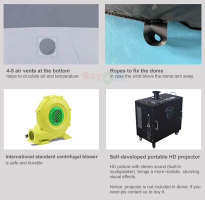 Buiten 100% Blackout opblaasbare projectie koepel tent kinderen schoolonderwijs opblaasbare planetarium koepel met een diameter van 5m