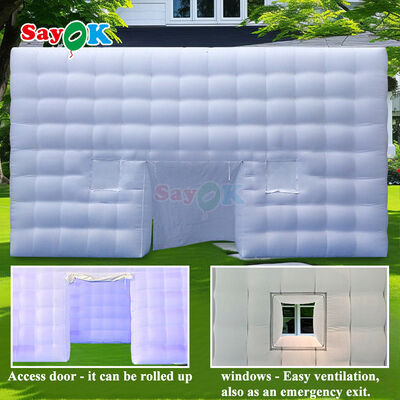 8m x 8m Cube opblaasbare luchttent met LED-verlichting en duurzaam Oxford doek voor buitenevenementen