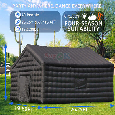 8mx6mx5mH Zwarte Opblaasbare Discotheektent Draagbare Nachtclubtent Waterdicht UV-bestendig voor Buitenevenementen