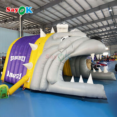 Gepersonaliseerd logo opblaasbare bulldog tunnel tent met vlamvertrager en UV-bestand voor buiten voetbal sporten