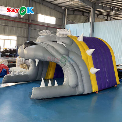 Gepersonaliseerd logo opblaasbare bulldog tunnel tent met vlamvertrager en UV-bestand voor buiten voetbal sporten