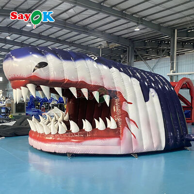 Commerciële 0,4 mm PVC opblaasbare haaienhoofd tunnel tent - vlamvertrager & aanpasbare grootte voor buiten voetbal