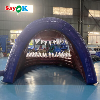 Commerciële 0,4 mm PVC opblaasbare haaienhoofd tunnel tent - vlamvertrager & aanpasbare grootte voor buiten voetbal