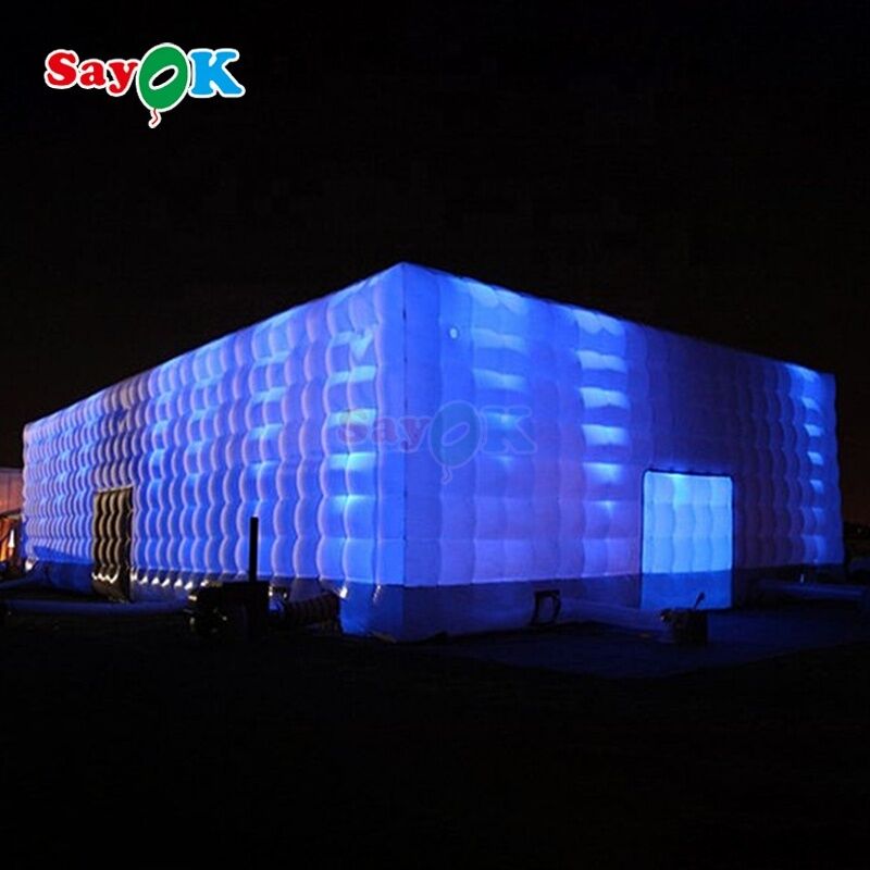 Sayok 20x10m Draagbare Waterdichte Oxford Stof LED Verlichte Opblaasbare Kubustent voor Feest Evenement Club Verhuur