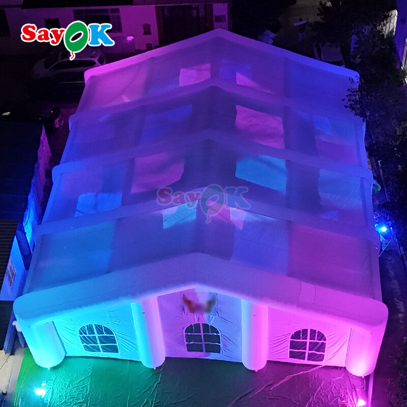 Weerbestendige gigantische luchttent met LED-verlichting voor 300 personen